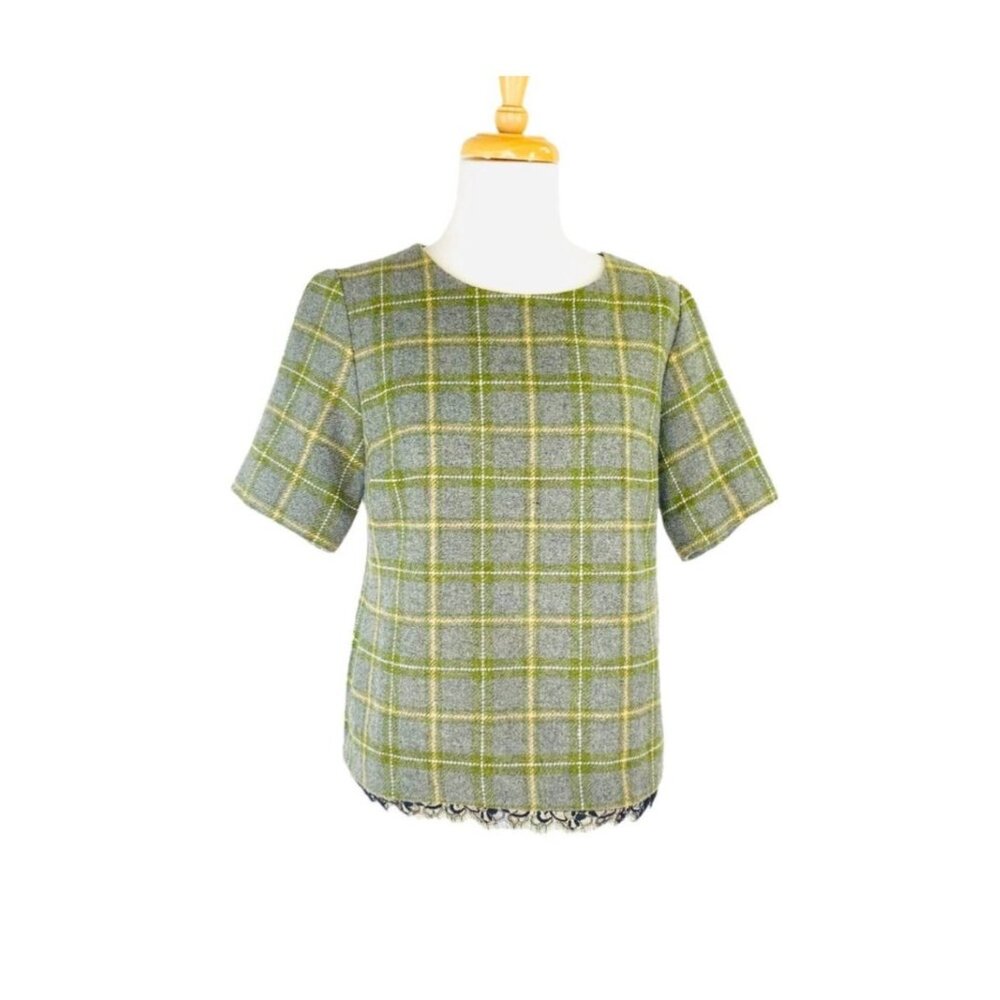 Banana Republic Wool Blend Plaid Short Sleeve Top Womens S - Picture 11 of 11